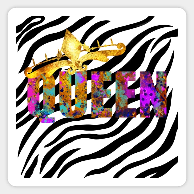 Queen On Zebra Sticker by DesignbyKurlz